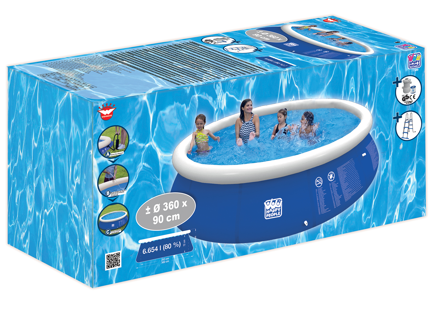 Happy People Quick Pool-Set, Ø 360 cm, blau