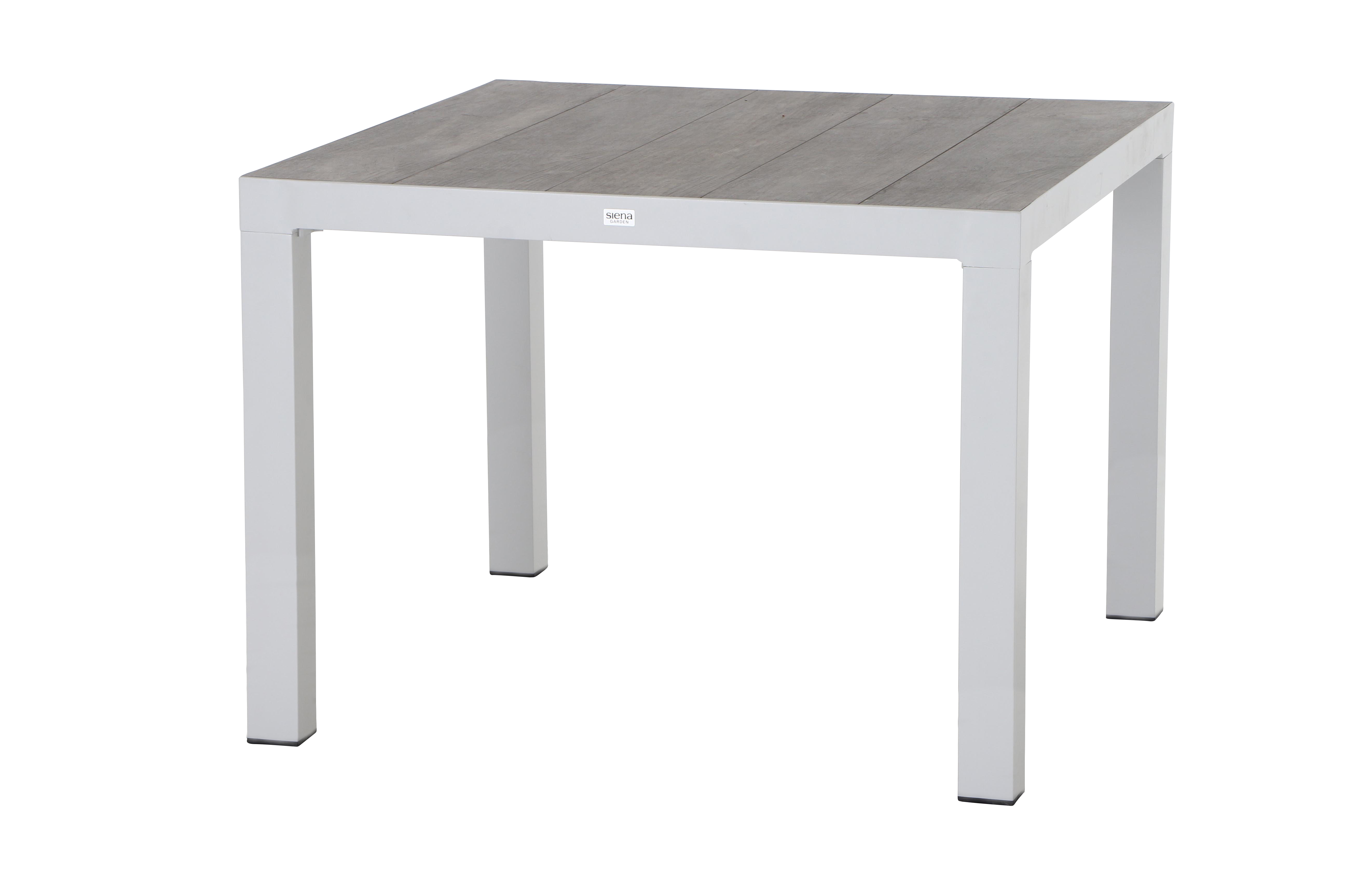 Siena Garden Dining Tisch Silva 100x100 cm, Weiß/Grau