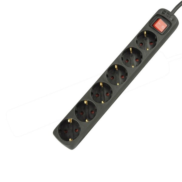Tischsteckdose 6-f.,m.Sch.sw 3G1,5mm² 1,4 m.KiSi