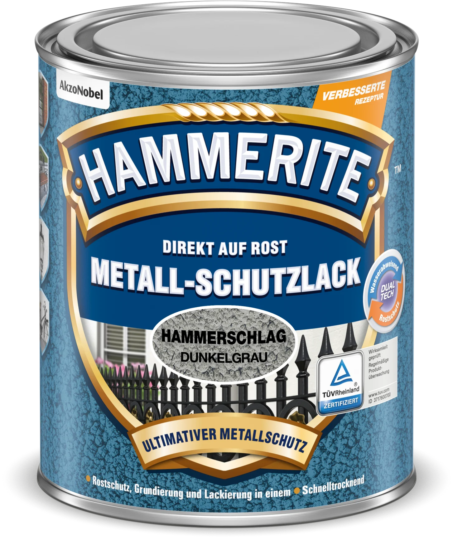 Hammerite Metallschutzlack Hammerschlag Dunkelgrau 750 ml