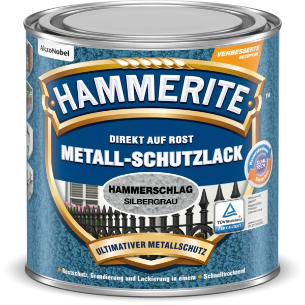 Hammerite Metallschutzlack Hammerschlag Silbergrau 250 ml