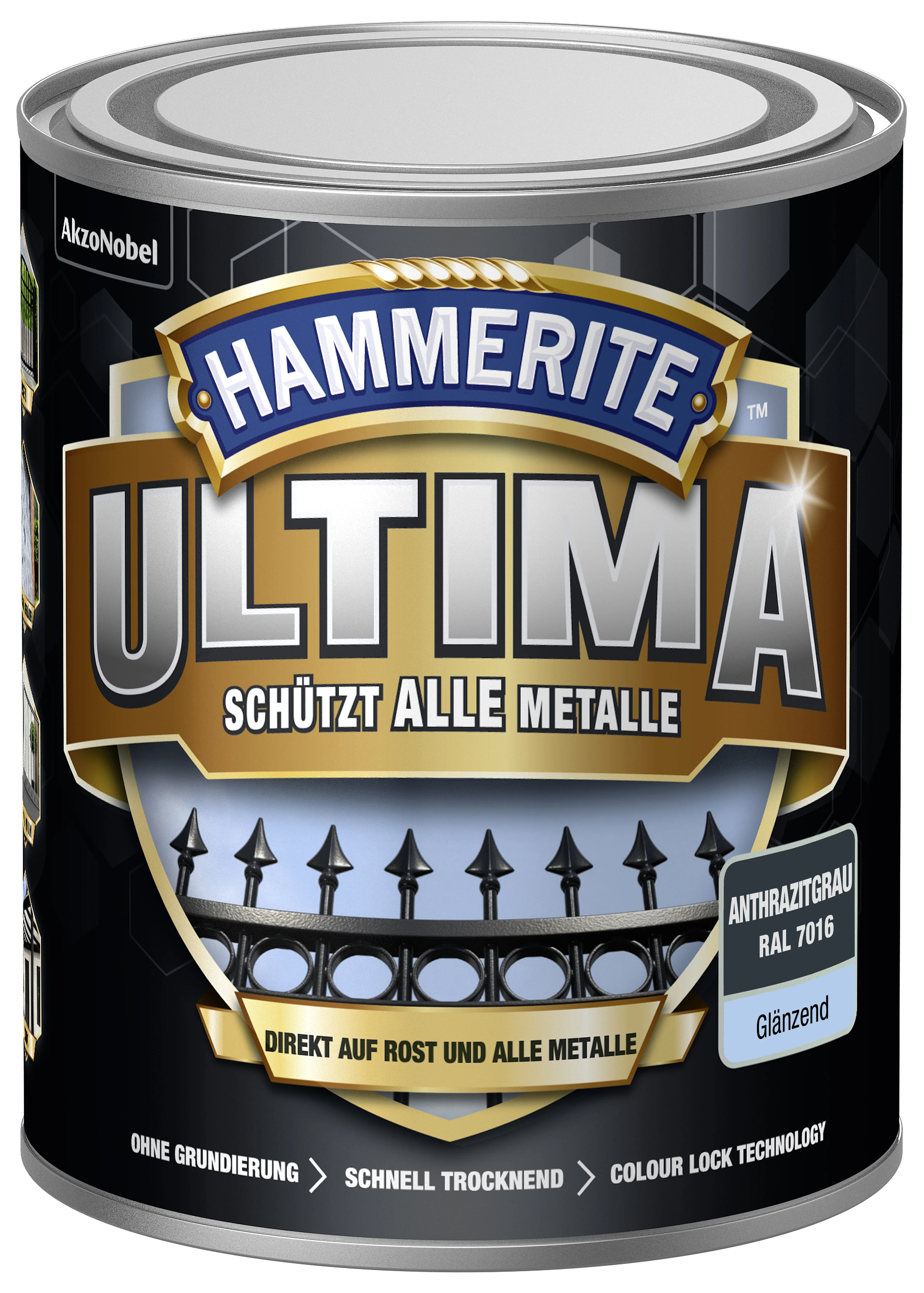 Hammerite Ultima Metallschutzlack Anthrazitgrau glänzend 750 ml