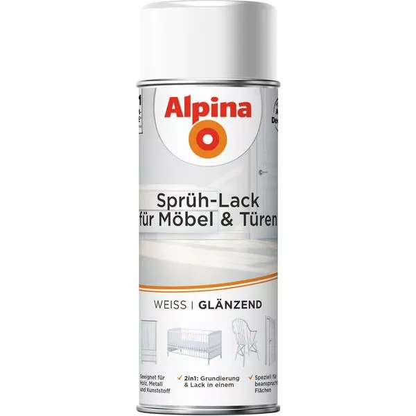 Weißlack Spray f. Möbel+Türen gl. 400ml Sprühlack glänzend