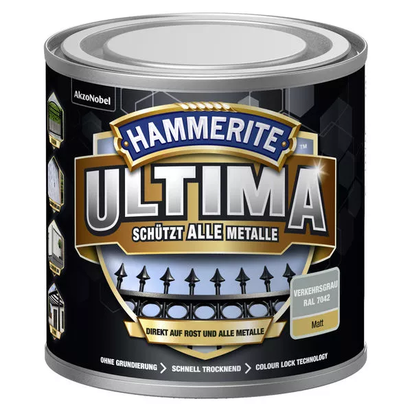 Met.Schutzlack Ultima verk.grau ma 250ml Hammerite Ultima RAL 7042 matt