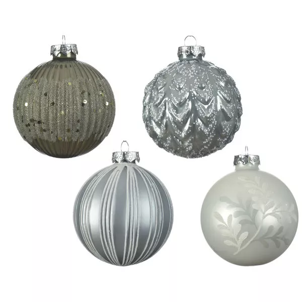 Kugeln 4 sort. nebelblau/farbe(n) Ø8cm Glas