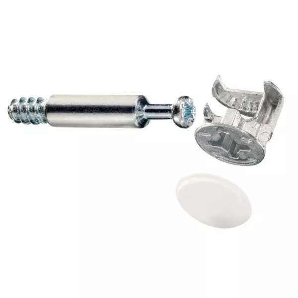 Excenterbeschläge Zamak 15 mm mit Abdeckkappe braun (2 Stück) (PG L)
