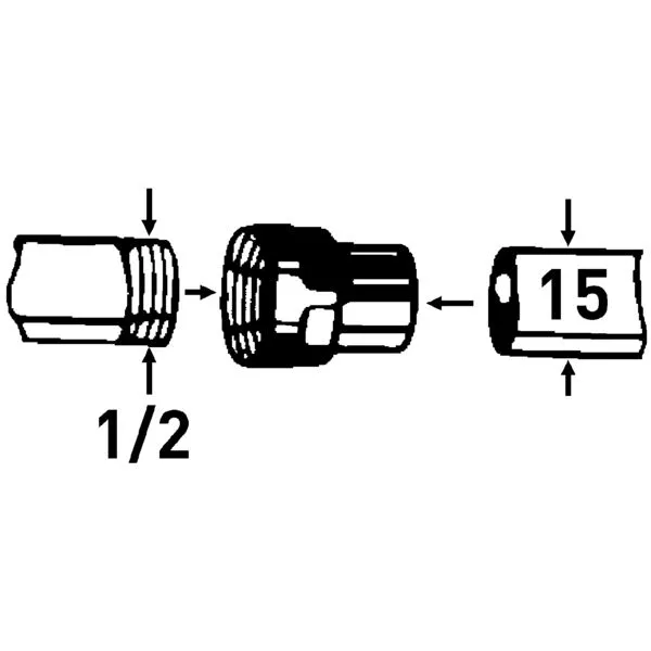 CU-Übergangsmuffe 15 mm x R 1/2"