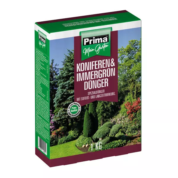 Prima Konifere- und Immergrün Dünger 1kg NPK 7+4+7(+2) Faltschachtel