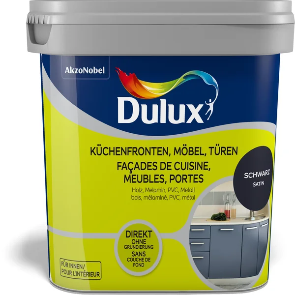 Dulux Küchenmöbel- und Türenfarbe Satin Schwarz 750 ml