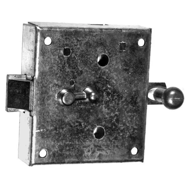 Knopfriegelschloss verz. SB mit Schliessblech und Schlüsselschild