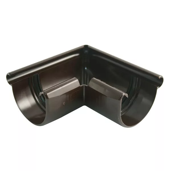 Eckstück außen Dachrinne RG 75 braun Dachrinne halbrund braun