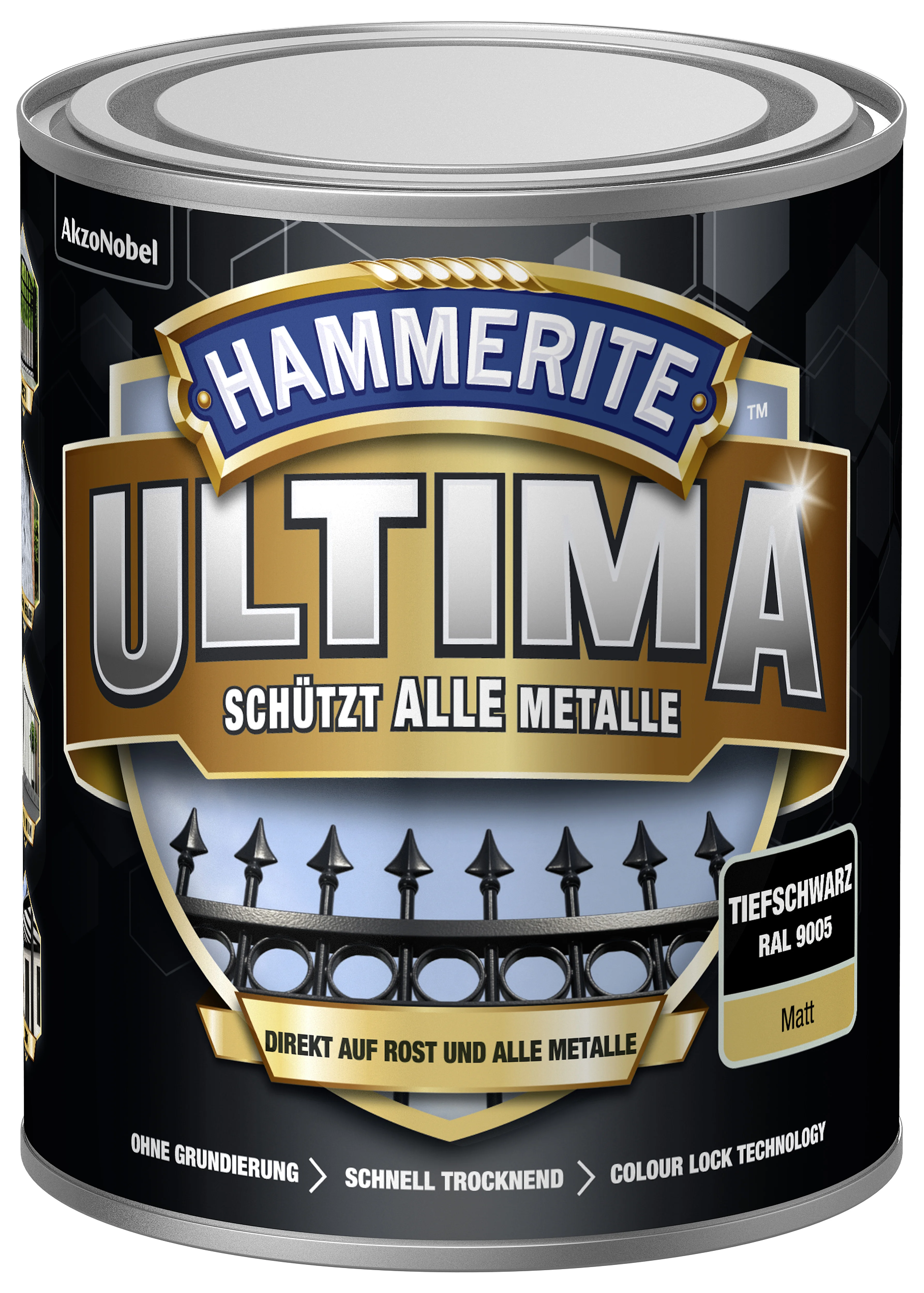 Hammerite Ultima Metallschutzlack Tiefschwarz matt 750 ml