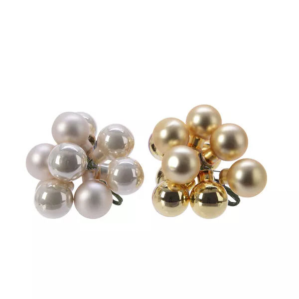 Kugeln aDraht gl/matt 2fs gold/perle20mm Glas
