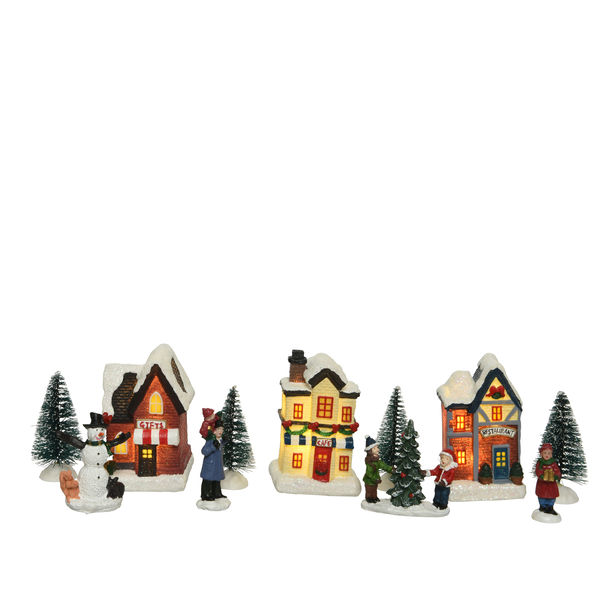 LED Szene BO wweiß L5-W6.5-H8.20cm-3L Polyresin, indoor