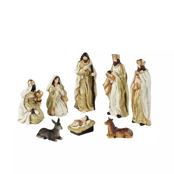 Weihnachtskrippe bunt L5.80-W4.5-H15cm Polyresin