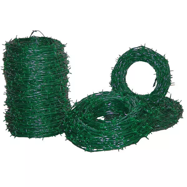 Stacheldraht kunststoffum. grün 50 mtr