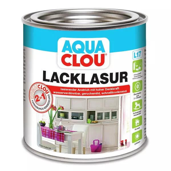Lack-Lasur L17 AQUA COMBICLOU blau 375ml Clou Nr. 25 taubenblau