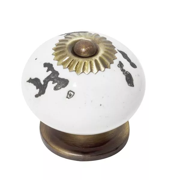 Möbelknopf Flora Keramik weiß 40 mm