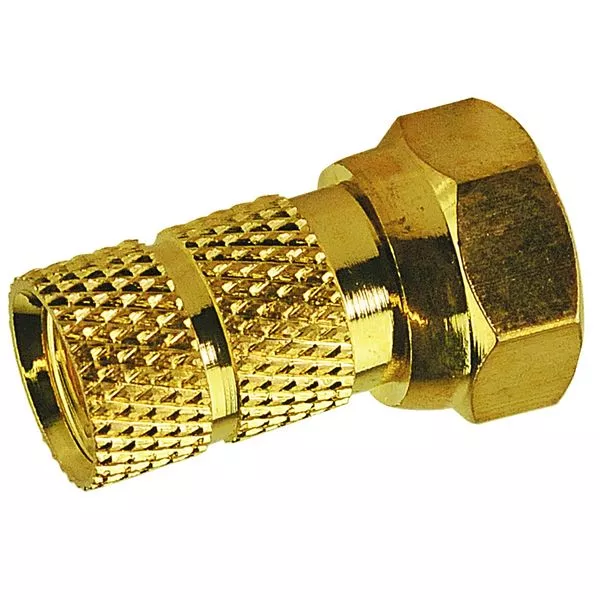 F-Stecker f. Koaxialkabel bis 6,5mm gold vergoldet