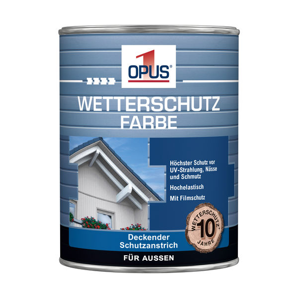 OPUS1 Wetterschutzfarbe reinweiß 2,5L wasserverdünnbar, WS 10 Jahre