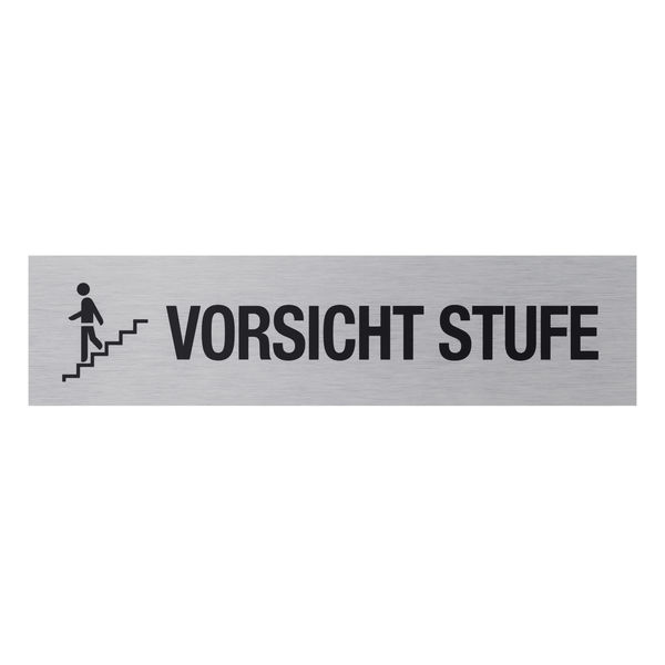Aluhinweisschild 160x40mm Vorsicht Stufe