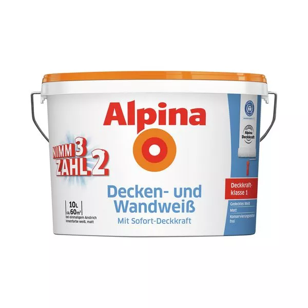 Alpina Decken- und Wandweiß 10L Aktion Nimm 3 Kauf 2