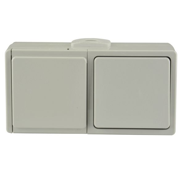 Kombi A/W-Schalter/Steckdose AP FR grau waagrecht
