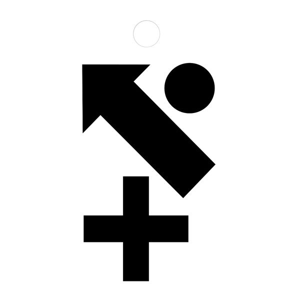 Klebesymbol 35mm schwarz "+" und "o"