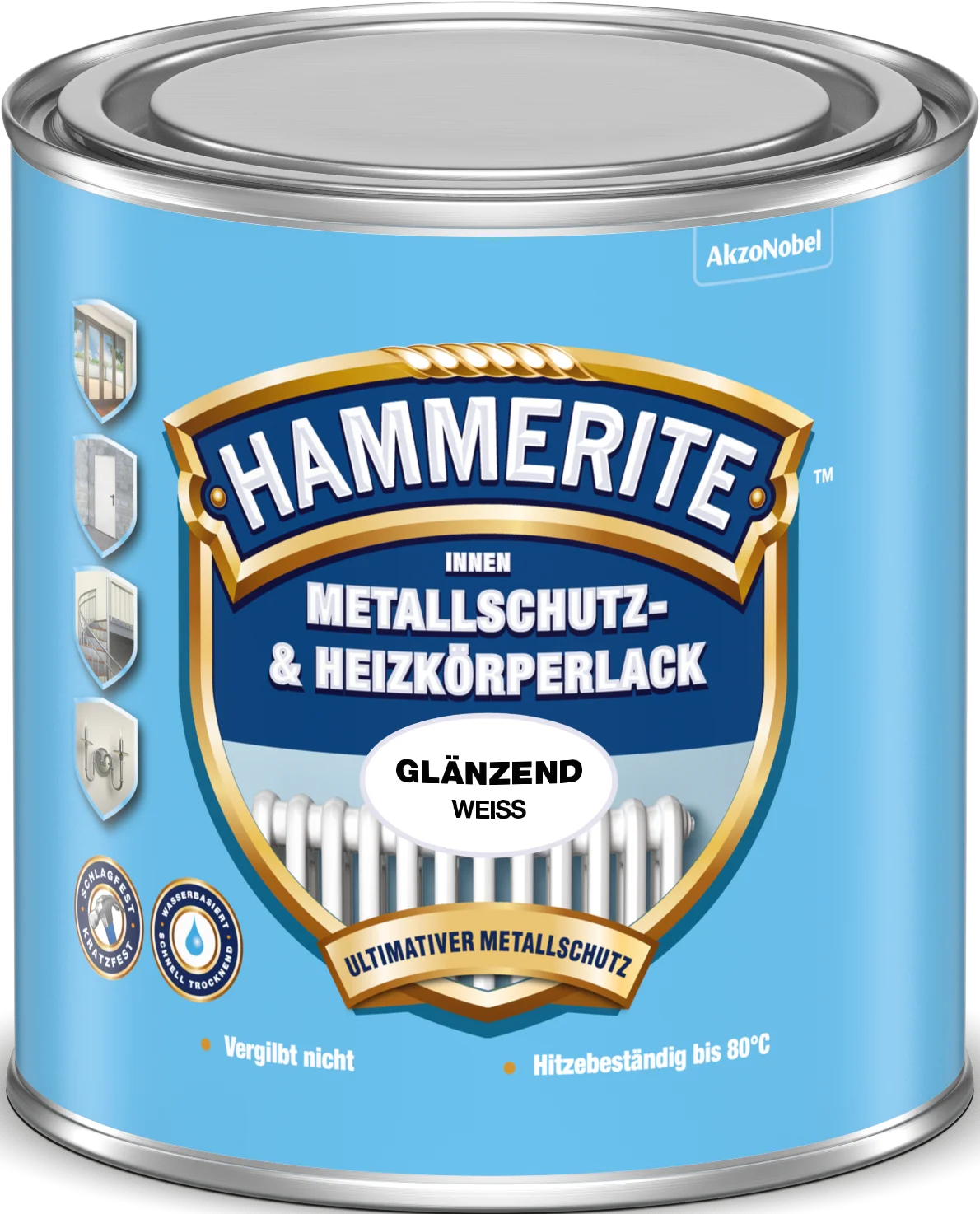 Hammerite Metallschutz- und Heizkörperlack Innen Weiß Glänzend 500 ml