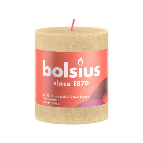 Rustik-Kerze Shine Haferbeige 80/68mm