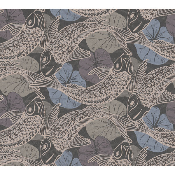 Vliestapete Metrop.St.II-Koi bronze-blau Tokio Koi bronze-blau