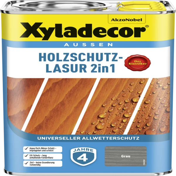 Xyladecor Holzschutzlasur 2in1 Grau 4 l