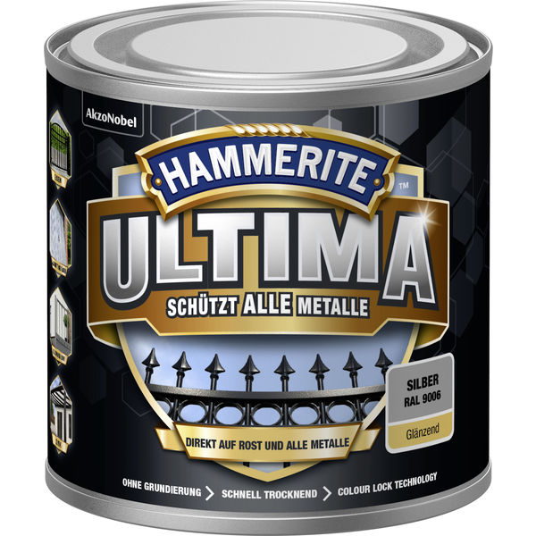 Met.Schutzlack Ultima silber gl 250ml Hammerite Ultima RAL 9006 glänzend