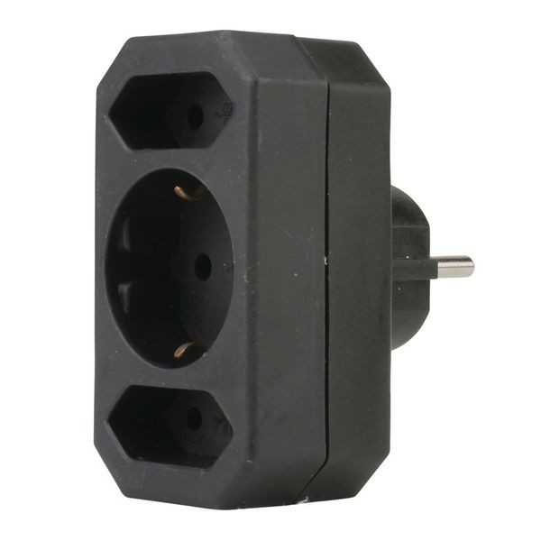 Eurosteckdose schwarz 1xSchuko 2xEuro Schuko