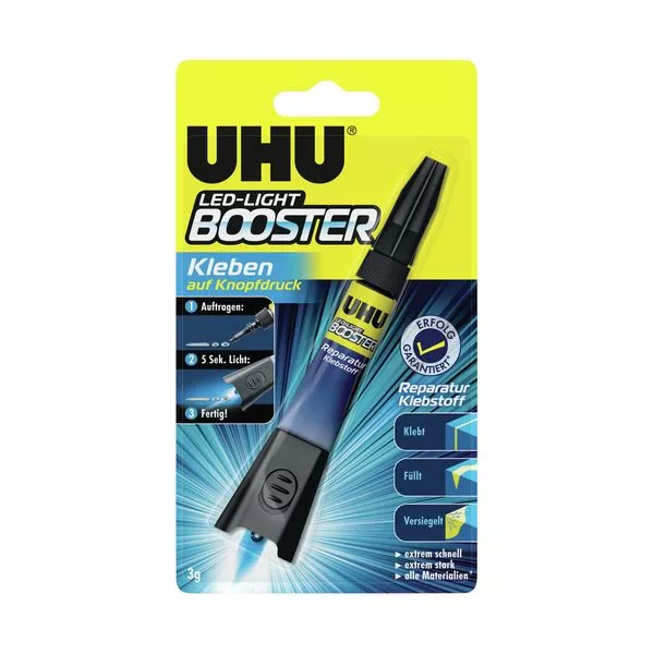 UHU Kleber Booster 3g Kleben auf Knopfdruck, inkl. UV Lampe