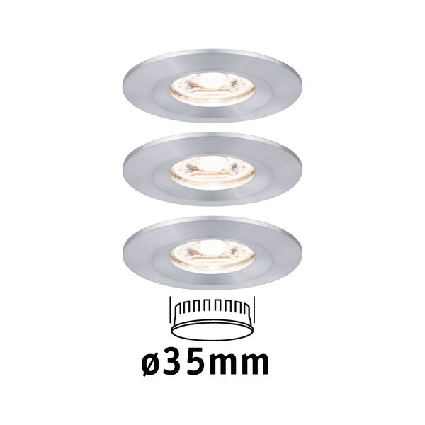 Einbauleuchte Nova mini Coin rd starr IP44 LED 3x4W 310lm alu gedreht/alu