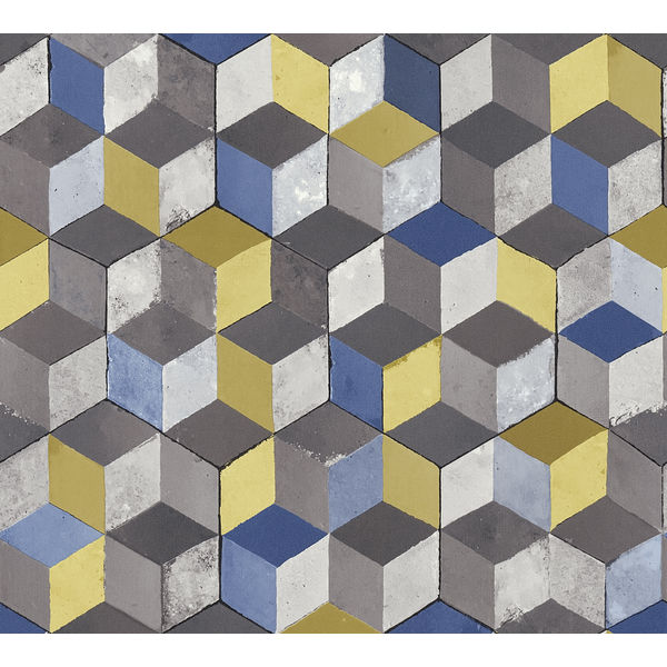 Vliestapete Authentic Walls 2 3D-Grafik grau-gelb